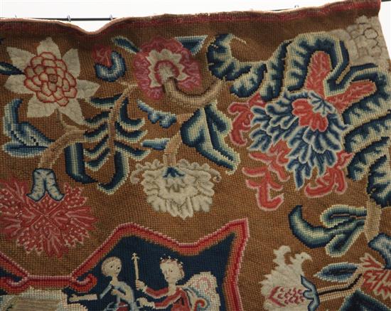 An early Georgian needlepoint wall hanging, 18th century, 260cm x 162cm, re-lined